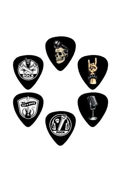 cantekin Gitar Pena 6 Adet 0.71mm Rock Pena Gitar Penası Özel Tasarım Çift Taraflı Baskılı