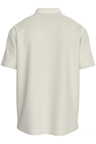 Calvin Klein Men's White Polo Neck T-Shirt - Button Closure, Short Sleeve J30J 327040 -Ybi