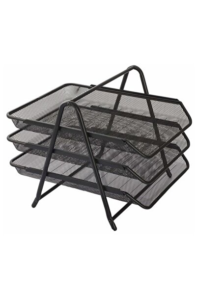 KRAF Perfore Document Rack 3-Piece Black Metal