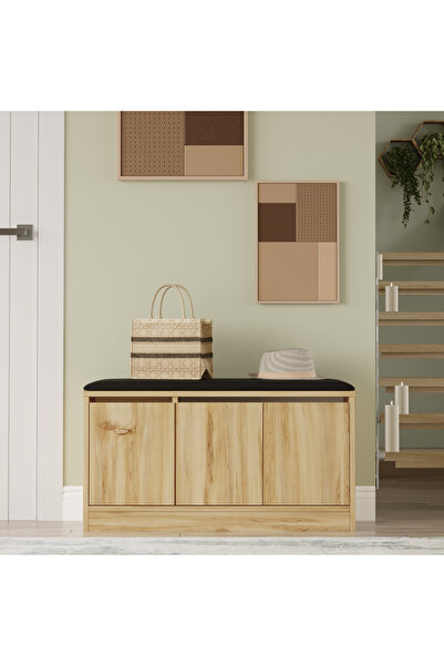 Yurupa Elna Puflu Ayakkabılık 3 Kapaklı Dolap 90cm Keçe ELN2-KE