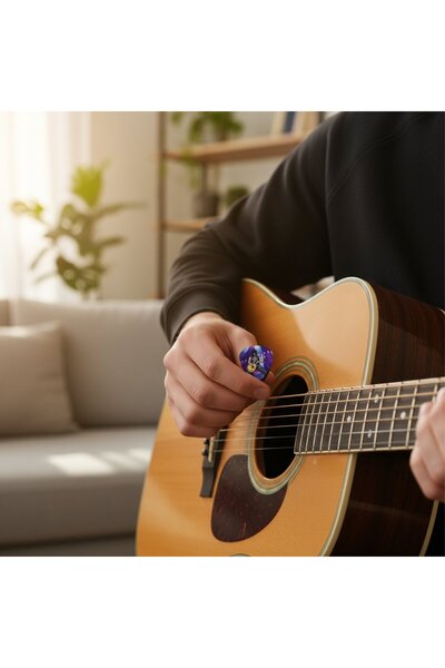 cantekin Gitar Pena 6 Adet 0.71mm Rock Star Elektro Baskılı Gitar Penası Özel Tasarım
