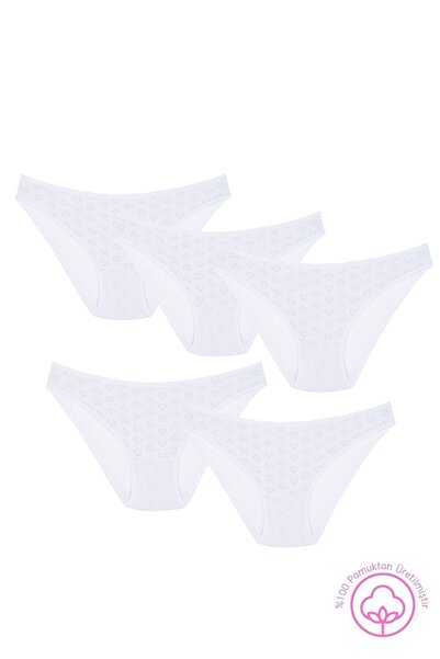 Newlilla 1501 Heart, 100% bumbac, 5 piese, pachet de chiloți bikini pentru femei 1501-v1