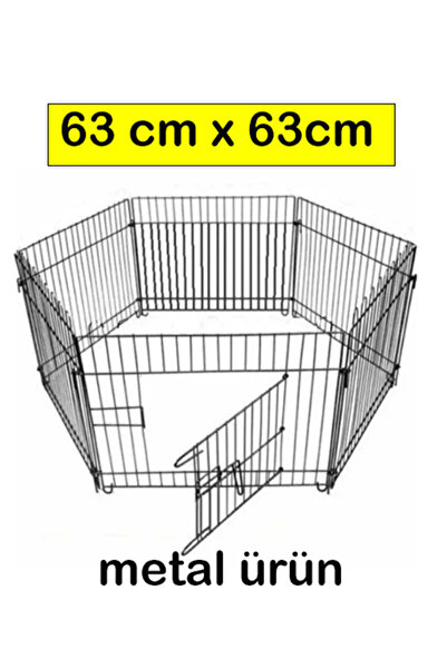 ORBO - Köpek Çiti Kafesi 63cm X 63cm -ithal Ürün 6 Parça Panel Çit- Siyah Renk/oyun Eğitim Alanı