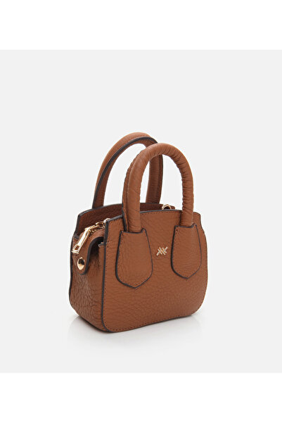 Hotiç Geantă de damă din piele bronzată mini (crossbody).