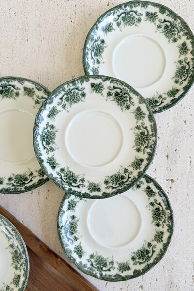 porselenden Antique Green 6-Person 11 cm 6-Piece Premium Porcelain Tea Plate Set