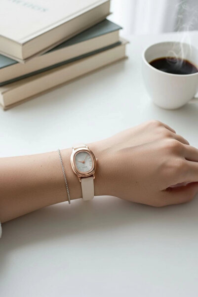 MİLABELLA Caroline Cream Skin Retro Leather Cord Strap