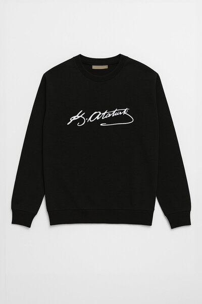 MARKAPIA Мъжка черна суитшърт с подписа на Ататюрк