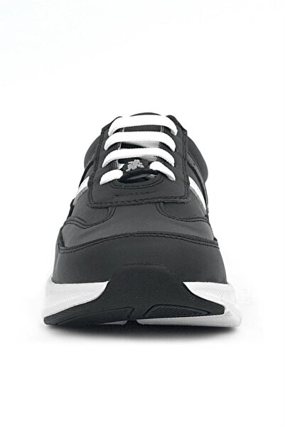 Rakerplus Anatomical Genuine Leather Children's Sports Shoes - Black and White Laced, Lightweight