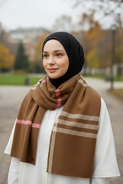 Onur Scarf - Plaid Pattern Winter Neck Scarf Thick Quality Fabric Woven Gramaged Product Double Sided