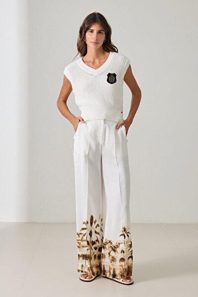 Setre Крем з вишитим коміром, без рукавів, трикотаж