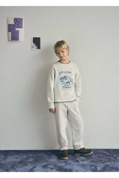 MANGO Kids İpli pamuklu jogger pantolon
