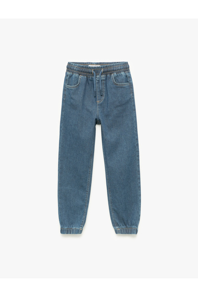Koton Pamuklu Beli Bağcıklı Jogger Denim Pantolon