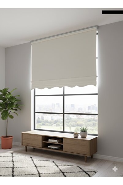 Karasi Ekru Beyaz Güneşlik Stor Perde Etekli (Alüminyum kasa) Mekanizmalı