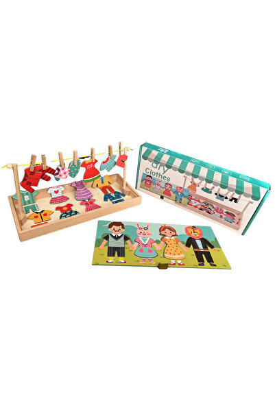 OEM Joc din lemn Montessori imbracat personaje si intins rufe cu carlige