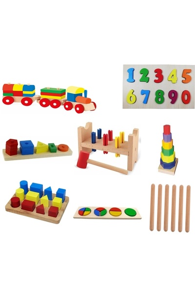 Toy Oyuncak Okul Öncesi Wooden Toy Grasping Set 8-Piece Kindergarten Material...