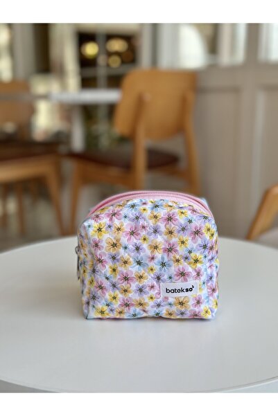 Batekso Multicolored Daisy Patterned Daisy Makeup Bag - Small Size