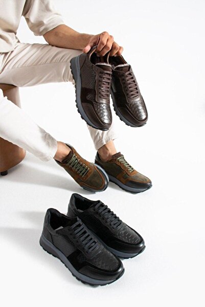 MEEGORA Erkek Siyah Günlük Hakiki Deri/Süet Ayakkabı