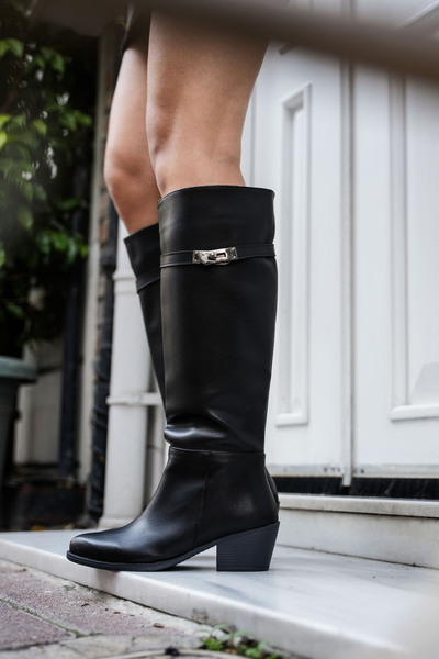 diclepolat Γυναικείες μπότες με φερμουάρ με μυτερή μύτη και χοντρό τακούνι Yo...