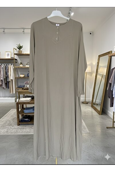 fariza tekstil Fari̇za Wide-Cut Hijab Viscon Dress with Robe