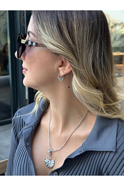 MODA Gümüş Rengi 17 mm Sallantılı Taşlı Vip Küpe