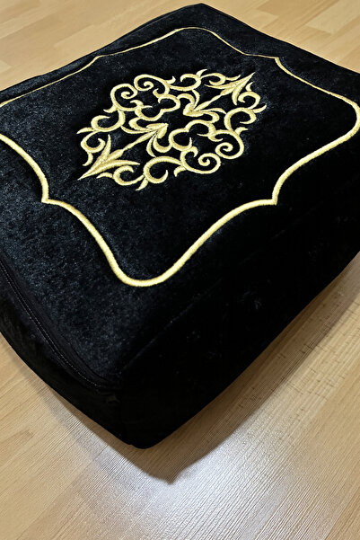 AYHANHOME Çeyizlik Kadife Gold Işlemeli Siyah Bohça 35x30 Cm Nişan Gelin Damat Hurcu