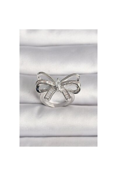 P Parla خاتم نسائي نحاسي فضي اللون قابل للتعديل بحجر الزركون - ليسينيا