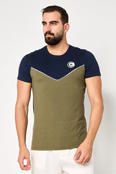 Cerruti 1881 Men Crew Neck Short Sleeve Two Tone T-Shirts, Multicolor