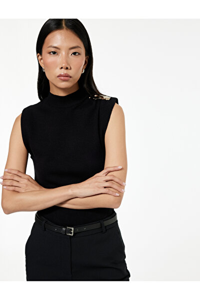 Koton Pulover tricotat fără mâneci cu guler înalt cu detaliu drapat