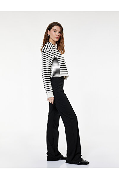 Koton Slim Fit Ribbed Detail Wide Leg Spanish Pants