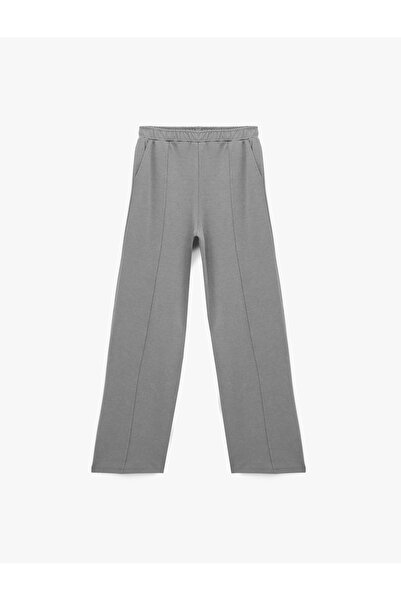 Koton Şardonlu Rahat Kalıp Nervürlü Cepli Beli Lastikli Geniş Paça Eşofman Altı