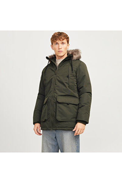 Jack & Jones Πάρκα με κουκούλα με λεπτομέρεια από ψεύτικη γούνα - Κατασκευή