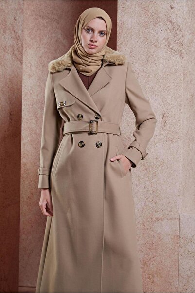 Alvina KEMERLİ KÜRK DETAYLI MANTO 90439