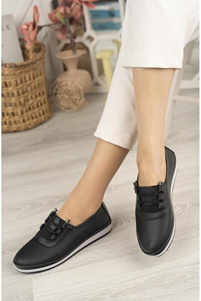 Nesil Shoes Acr 10 Siyah Delikli Yazlık Kadın Ayakkabı