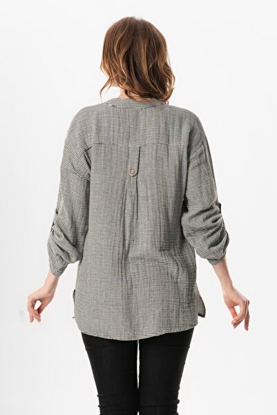 Eliş Şile Bezi Long Sleeve Asu - Summer - Corn Blouse - Striped