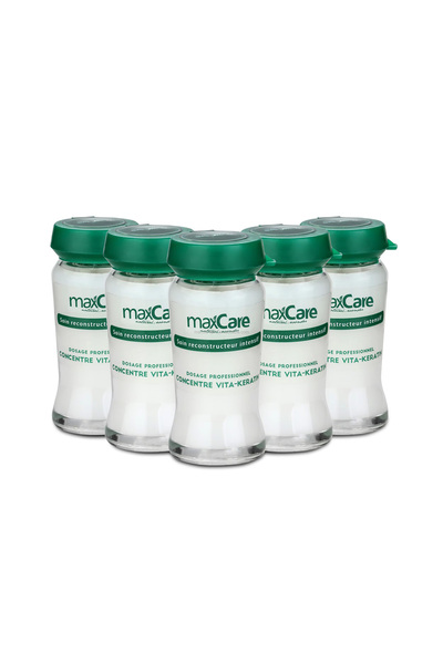 Maxcare امبولات مركزة فيتا كيراتين لشعر حريري علاج مكثف للترميم واصلاح الشعر المتقصف والمتطاير ١٥ × ١٢ مل
