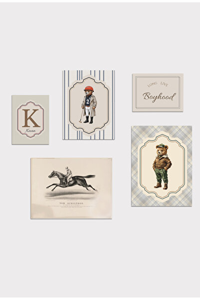 Kids Polo Ayıcık Temalı Çocuk Posteri 5li Çerçevesiz PosterSET