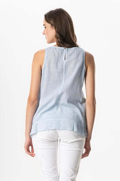 Eliş Şile Bezi Αμάνικη Ποπλίνα Zeyno Καλοκαιρινή Μπλούζα Ice Blue Bmv