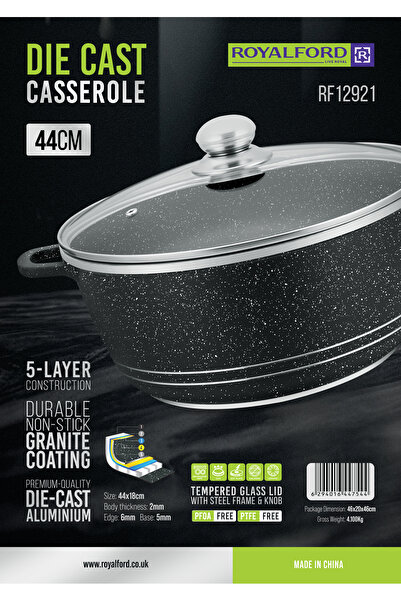 ROYALFORD 44CM Die Cast Casserole/Lid
