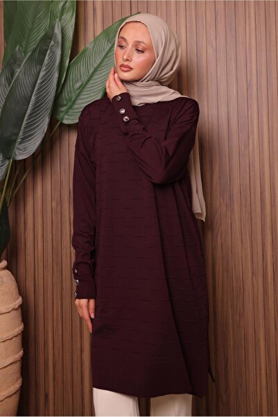 TRENDTESETTÜR Women's Burgundy Knit Tunic t 7007