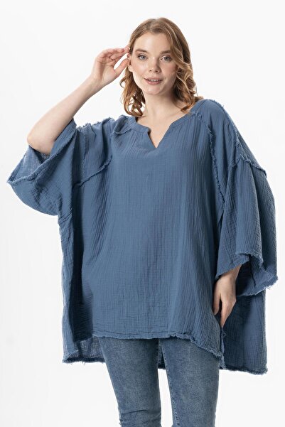 Eliş Şile Bezi Help Rafa Semi-Sleeve Nadya V-Neck Melusi Summer Blouse