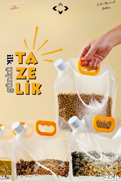 LİGROUND 1 ADETVakumlu Şeffaf Erzak Gıda Saklama Poşeti 2,5 LT Saklama Kabı K...