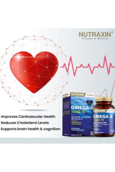 Nutraxin Omega-3 + CoQ10 Maximum Antioxidant and Fish Oil for Cardiac Support, 60 Tablets