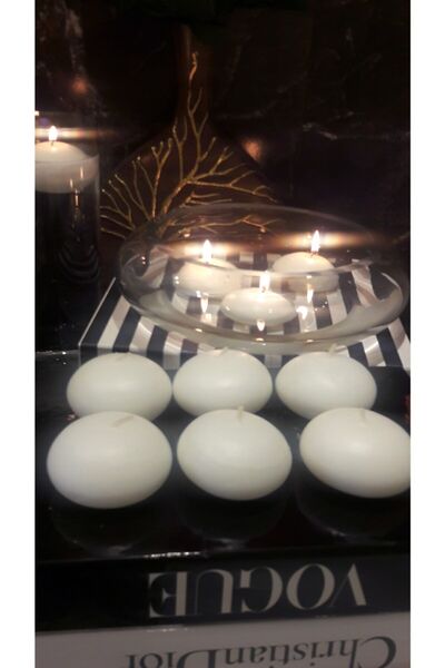 ABETE Iv Candles Beyaz 6'lı Maxi Büyük Boy Suda Yüzen Mum