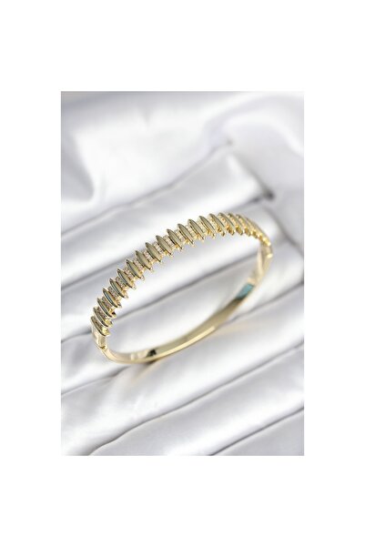 Genel Markalar Gold Renk Zirkon Taşlı Pirinç Kadın Kelepçe - Lisinya