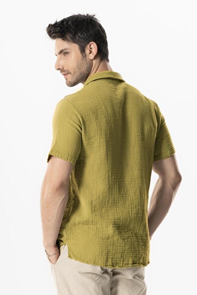 Eliş Şile Bezi Καλοκαιρινό κόκκινο πράσινο μπλουζάκι μουσελίνας με γιακά πόλο