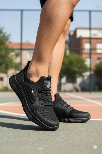 Vojo Özel Rahat Taban Yürüyüş Koşu Erkek Sneaker Spor Ayakkabı Siyah