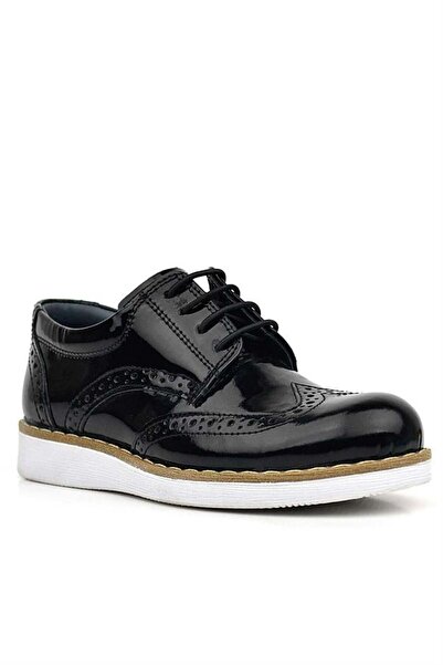 Rakerplus Genuine Leather Black Patent Leather - Lace-Up Boys' Classic Shoes