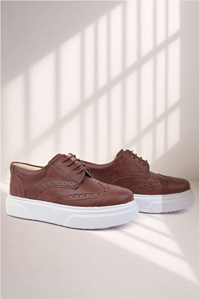 Rakerplus Детски класически обувки Oxford с кафява и бяла подметка