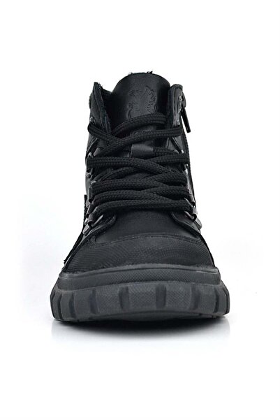 Rakerplus Γνήσιες δερμάτινες μαύρες μπότες για αγόρια με μαύρη σόλα με φερμουάρ