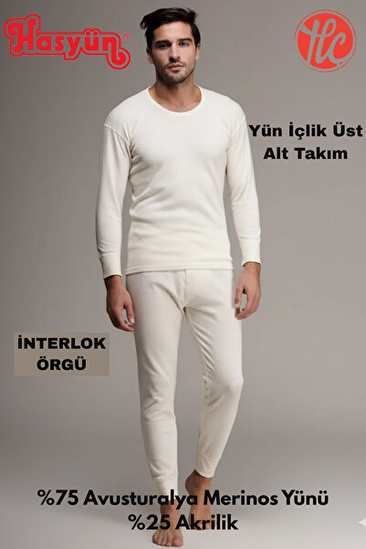 Hasyün Erkek %75 Yün Ter Emici Kaşındırmaz İçlik Uzun Kol Üst Alt Takım